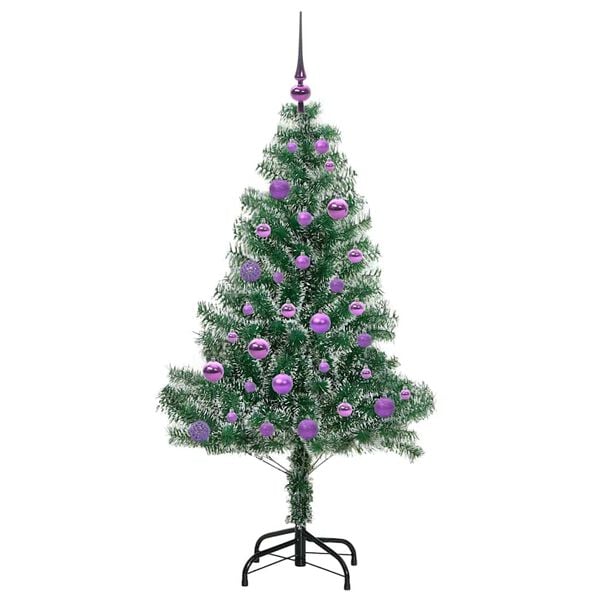 vidaXL K&uuml;nstlicher Weihnachtsbaum beschneit mit LED Licht 150 cm