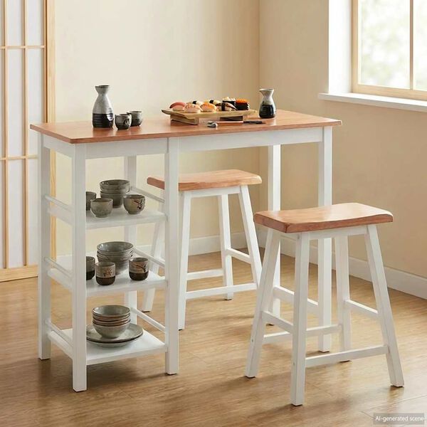 vidaXL Bar Set 3 St&uuml;ck MDF Wei&szlig;