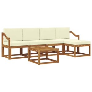 vidaXL Outdoor-Sofagarnitur mit Kissen 6 pcs Natur und Creme