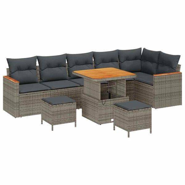 vidaXL Gartensofa-set 9 pcs Grau Poly-Rattan