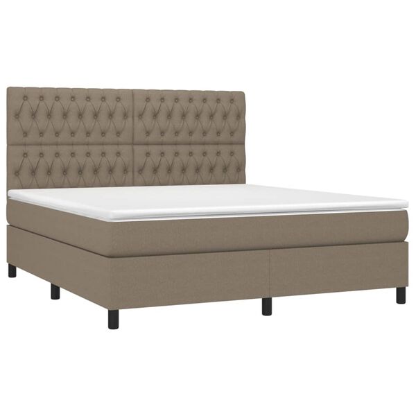 vidaXL Boxspringbett mit Matratze Taupe 180x200 cm Stoff