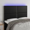 vidaXL LED Kopfteil Schwarz 144x5x118/128 cm Kunstleder