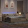 vidaXL Ottoman-Bett mit Matratze & LEDs Creme 160x200 cm Stoff