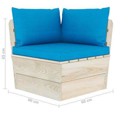 vidaXL Garten-Palettensofa 3-Sitzer mit Kissen Fichtenholz