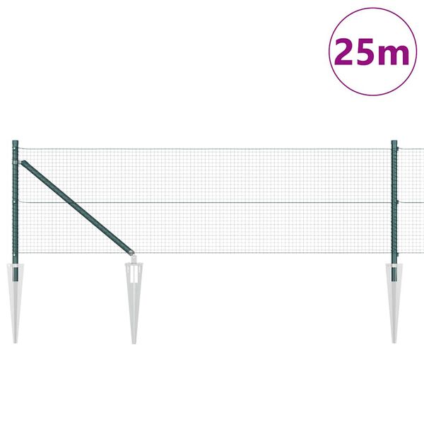vidaXL Zaunpfosten Gr&uuml;n 25 x 0,6 m (19 x 19 mm Maschen) Stahl und PVC