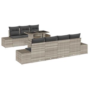 vidaXL Sofa Set mit Kissen 8 pcs Hellgrau Poly-Rattan