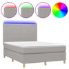 vidaXL Boxspringbett mit Matratze & LED Hellgrau 140x200 cm Stoff