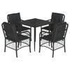 vidaXL 5-tlg. Garten-Essgruppe mit Kissen Schwarz Poly Rattan