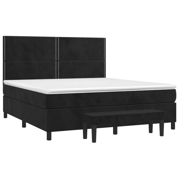 vidaXL Boxspringbett mit Matratze Schwarz 180x200 cm Samt