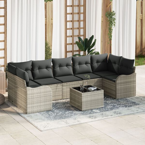 vidaXL Gartensofa-set Hellgrau 55 x 55 x 37 cm Poly-Rattan