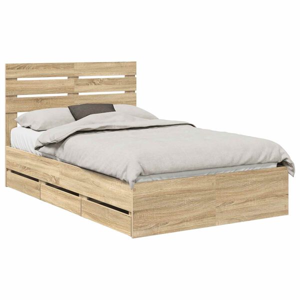 vidaXL Bettrahmen Sonoma-Eiche 120 x 190 cm Ingenieurs Holz