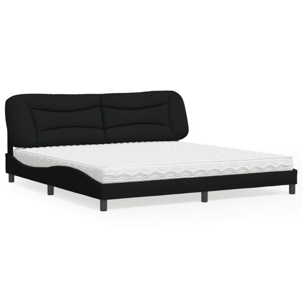 vidaXL Bett mit Matratze "Hvar" Schwarz 200x200 cm Stoff