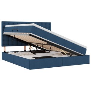 vidaXL Bett mit Stauraum und LED mit LED Blau 160 x 200 cm Polyester