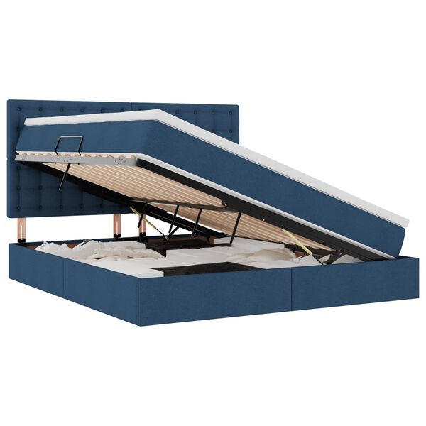 vidaXL Bett mit Stauraum und LED Blau 160 x 200 cm Polyester