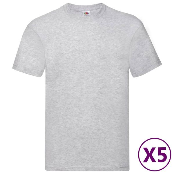 Fruit of the Loom Original T-Shirts 5 Stk. Grau 3XL Baumwolle