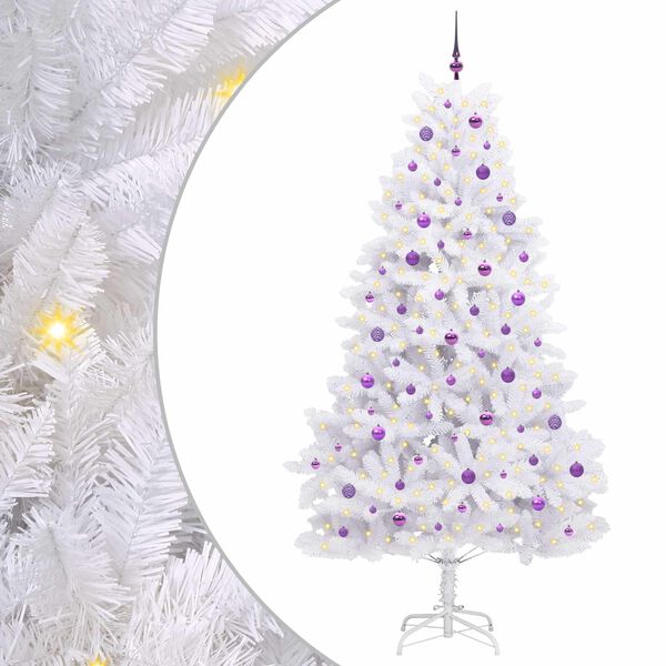vidaXL K&uuml;nstlicher klappbarer Weihnachtsbaum Wei&szlig; 240 cm PVC und Stahl