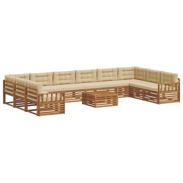vidaXL Sofagarnituren 11 pcs Natur und Beige Massivholz Akazie