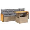 vidaXL 5-tlg. Garten-Sofagarnitur mit Kissen Beige Poly Rattan