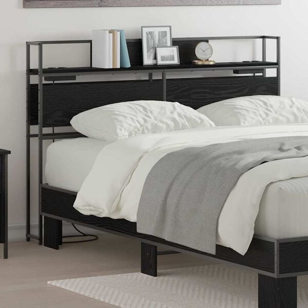 vidaXL Stauraum-Kopfteil Schwarz Eichen-Optik 140 cm Holzwerkstoff