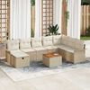 vidaXL Gartensofa-set mit Kissen mit Speicher 9 pcs Beige Poly Rattan