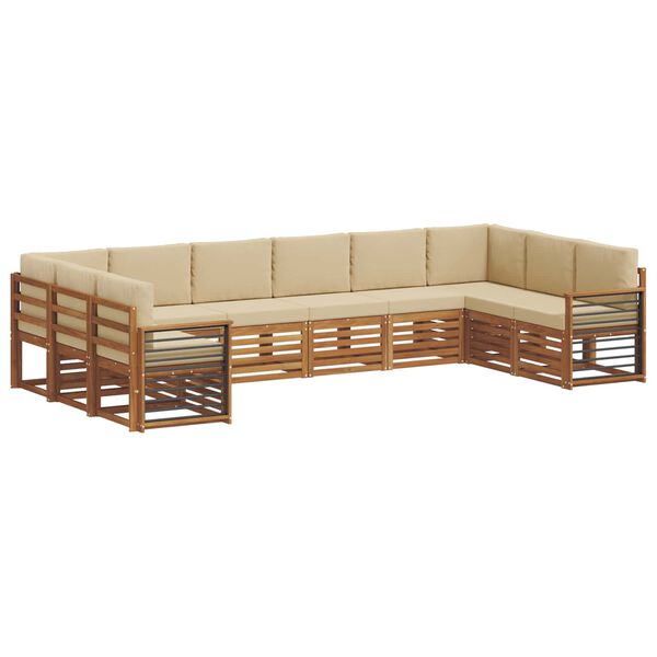 vidaXL Sofagarnituren 10 pcs Natur und Beige Massivholz Akazie