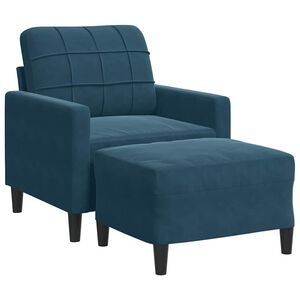 vidaXL Sessel mit Hocker Blau 60 cm Samt