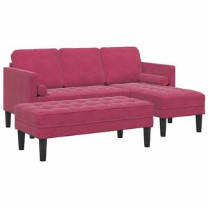 vidaXL Sofa Set mit Kissen 2 pcs Weinrot Polyester