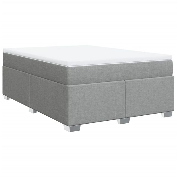 vidaXL Boxspringbett mit Matratze Hellgrau 140x190 cm Stoff