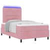 vidaXL LED Boxspringbett mit Matratze Rosa 120 x 190 cm Stoff