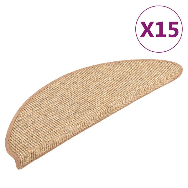 vidaXL Stufenmatten 15 Stk. 56x17x3 cm Hellbraun Halbrund