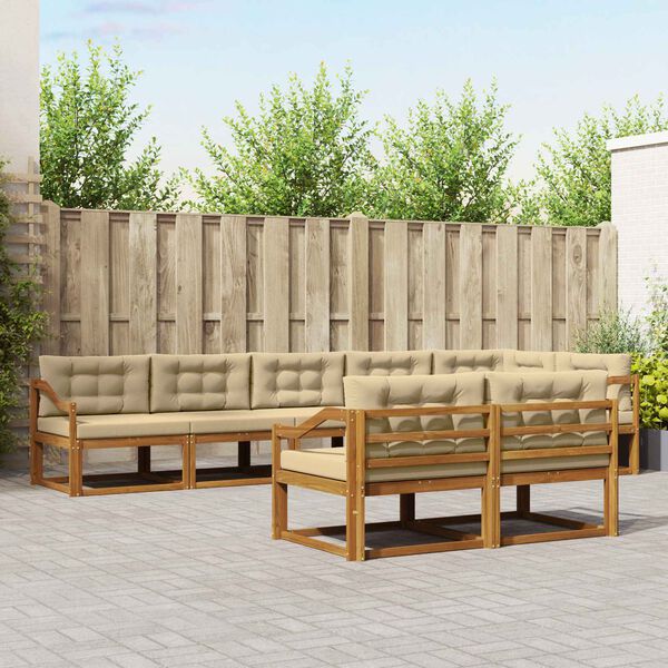 vidaXL Outdoor-Sofagarnitur mit Kissen 8 pcs Natur und Beige