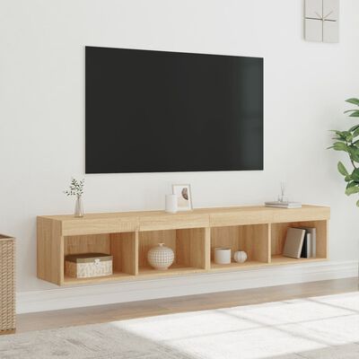 vidaXL TV-Schränke mit LED-Leuchten 2 Stk. Sonoma-Eiche 80x30x30 cm
