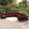 vidaXL 11-tlg. Garten-Lounge-Set mit Kissen Poly Rattan Braun