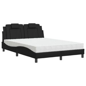 vidaXL Bett "Viana" mit Matratze Schwarz 140x190 cm Kunstleder