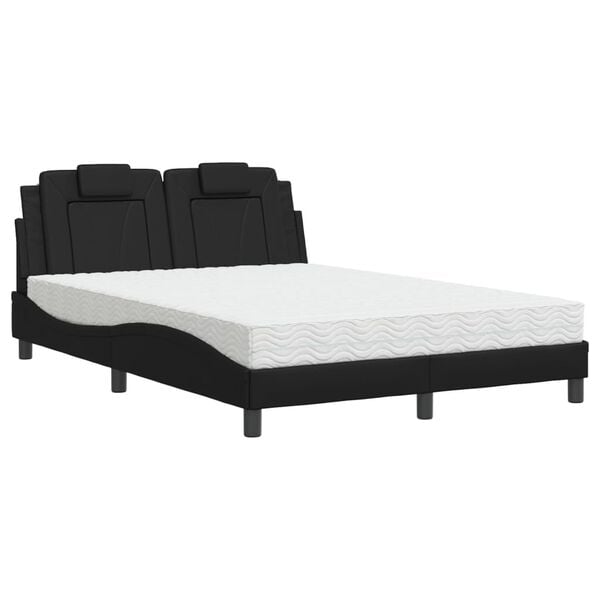 vidaXL Bett "Viana" mit Matratze Schwarz 140x190 cm Kunstleder