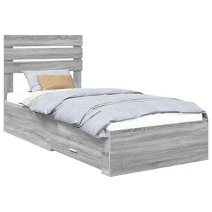 vidaXL Bettrahmen Graue Sonoma und Silber 75 x 190 cm Holzwerkstoff