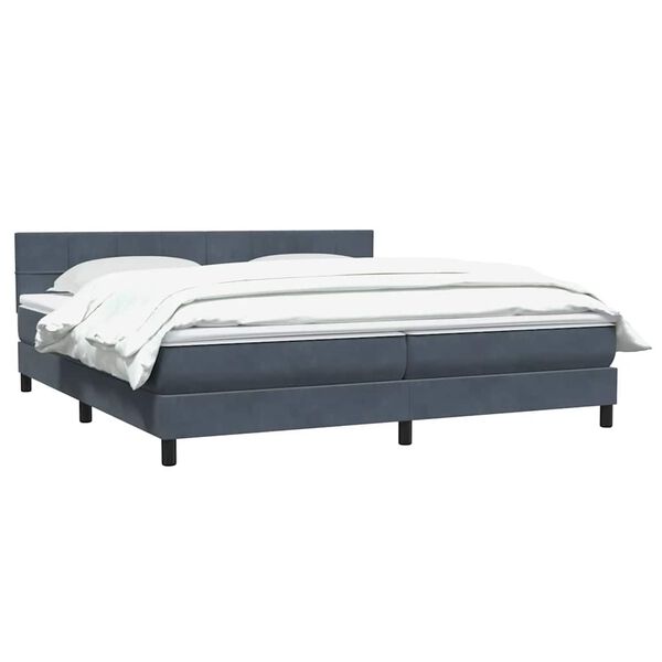 vidaXL Boxspringbett mit Matratze Dunkelgrau 180x210 cm Samt