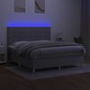vidaXL Boxspringbett mit Matratze & LED Hellgrau 180x200 cm Stoff