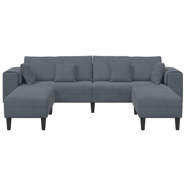 vidaXL Samt Sofa mit Kissen 3 pcs Dunkelgrau 208 cm Samt