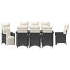 vidaXL Garten Essgruppe mit Kissen 9 pcs Schwarz Poly Rattan