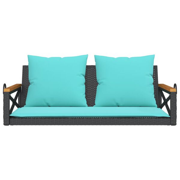 vidaXL H&auml;ngebank mit Kissen Schwarz 109x62x40 cm Poly Rattan