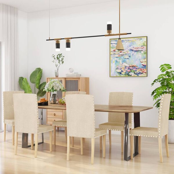 vidaXL Esszimmerst&uuml;hle 6 Stk. Creme Stoff