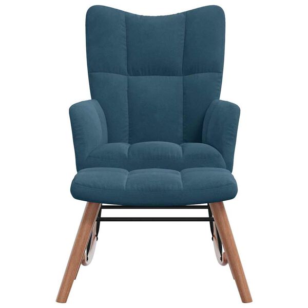 vidaXL Schaukelstuhl mit Hocker Blauer Samt