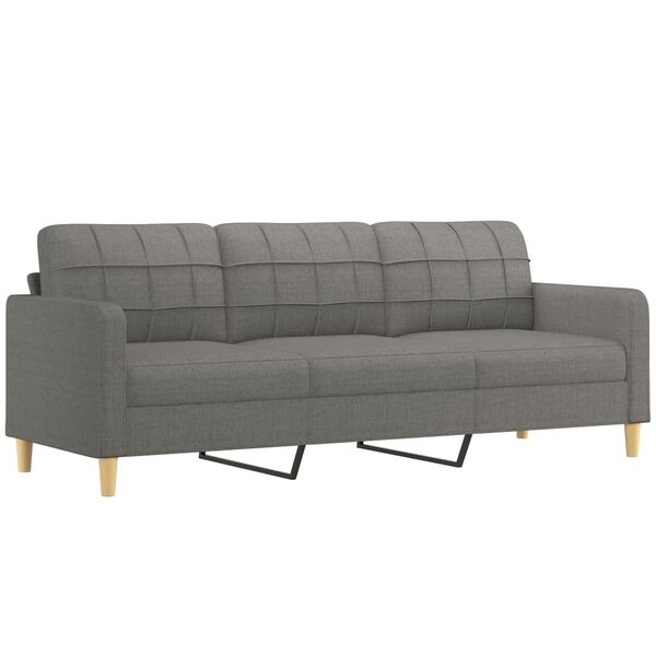 vidaXL 3-Sitzer-Sofa mit Hocker Dunkelgrau 210 cm Stoff