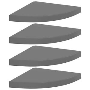 vidaXL Eck-Schweberegale 4 Stk. Hochglanz-Grau 35x35x3,8 cm MDF