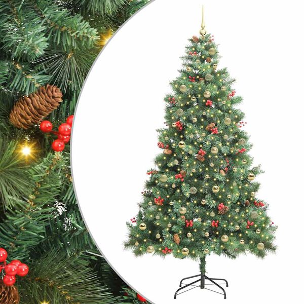 vidaXL K&uuml;nstlicher Weihnachtsbaum Gr&uuml;n 240 cm PVC und Metall