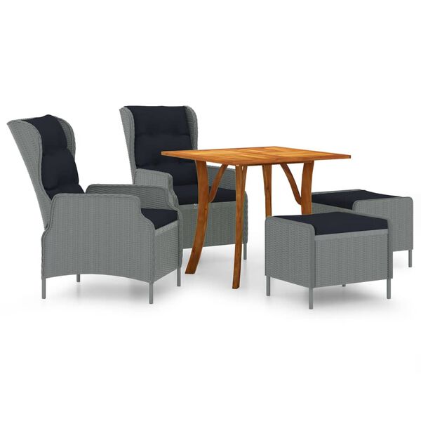 vidaXL 5-tlg. Garten-Essgruppe Hellgrau