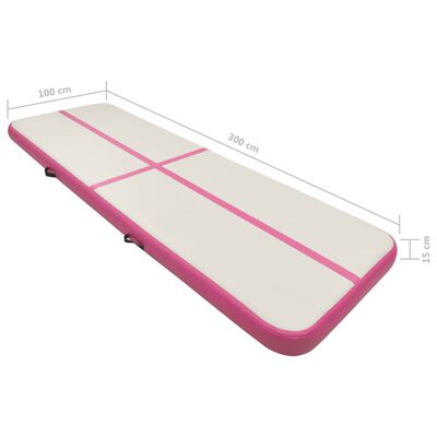 vidaXL Aufblasbare Gymnastikmatte mit Pumpe 300x100x15 cm PVC Rosa