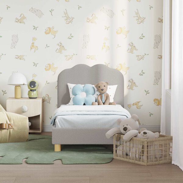 vidaXL Kinderbettgestell mit Kopfteil Hellgrau 70 x 140 cm Schafstoff