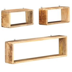 vidaXL 3-tlg. W&uuml;rfel-Wandregal-Set Massivholz Mango